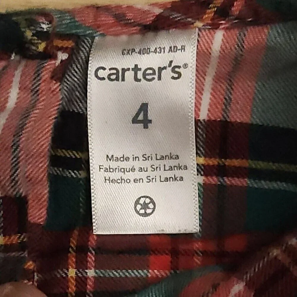 Carter's Girls Red Plaid Holiday Long Sleeve Flannel Tunic Top 4